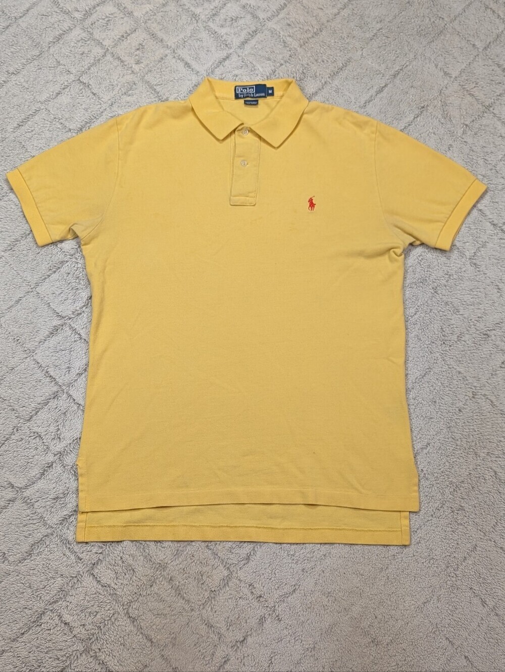 Polo Ralph Lauren Shirt Mens M Yellow Cotton Pique Short Sleeve Preppy Y2K
